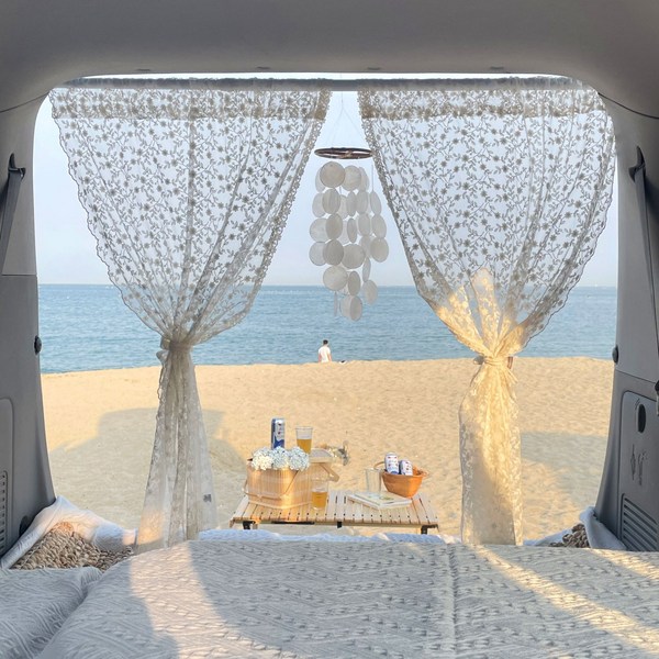 페이퍼가든 차박 커튼 캠핑 인테리어 자동차 차량 가림막 커텐 용품, 100, 바인 레이스, 1개