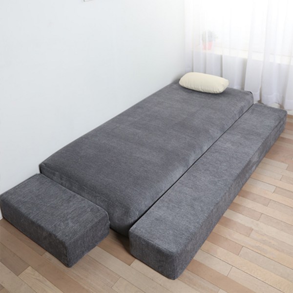  [조브라운] 패브릭 소재 좌식 멀티 침대&소파, 발수 아이보리 