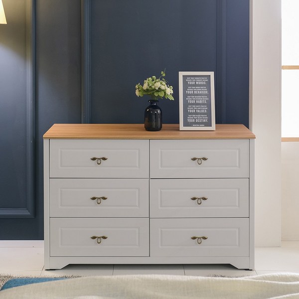  동서가구 이즈 제이미 1200 3단 와이드 서랍장, 오크화이트 IAP007 