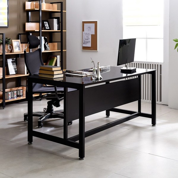  컴퓨터책상 사무실책상 1200 1400 1600 1800, 블랙(유리) 