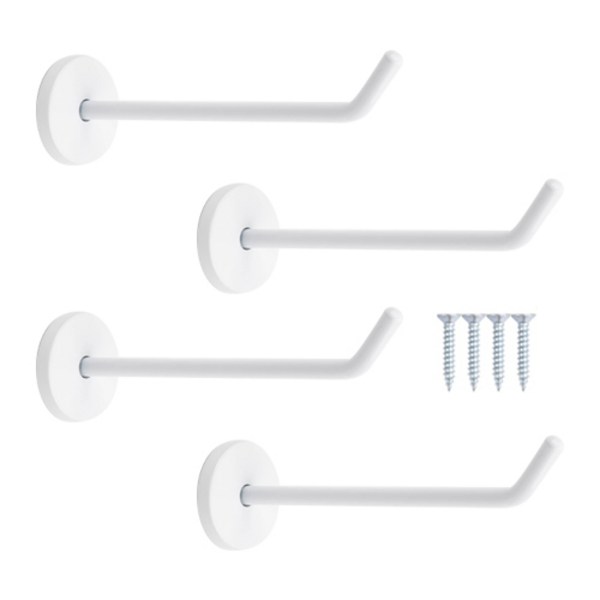 국내산 벽옷걸이 스텐 후크 돌출걸이 4개입+설치피스, C-02 화이트 대 150mm(4개입)