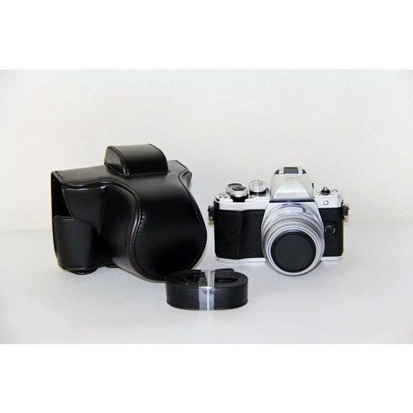 SLR 필름 카메라 백팩 올림푸스 e-m10 mark iiiiii 14-42mm용 가죽, 검은색