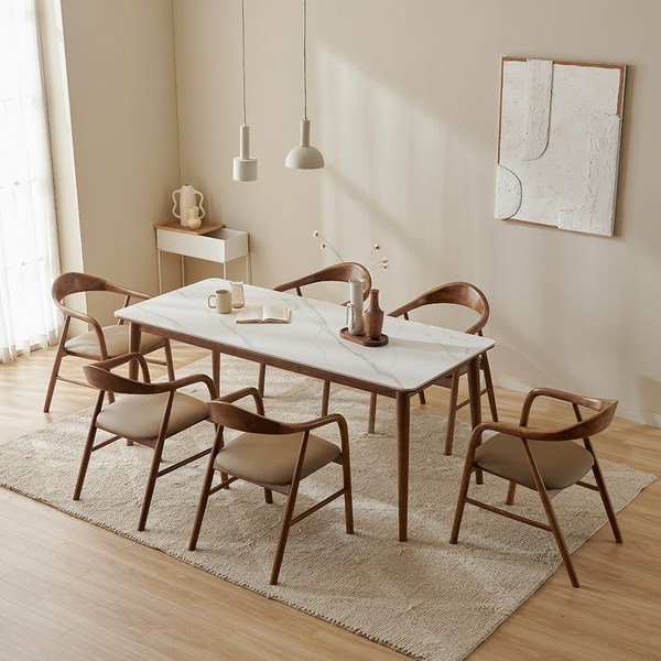 세리믹식탁 6인용 4인용 서민갑부 코스트코 식탁, 브라운1800, 세라믹식탁세트 의자6개