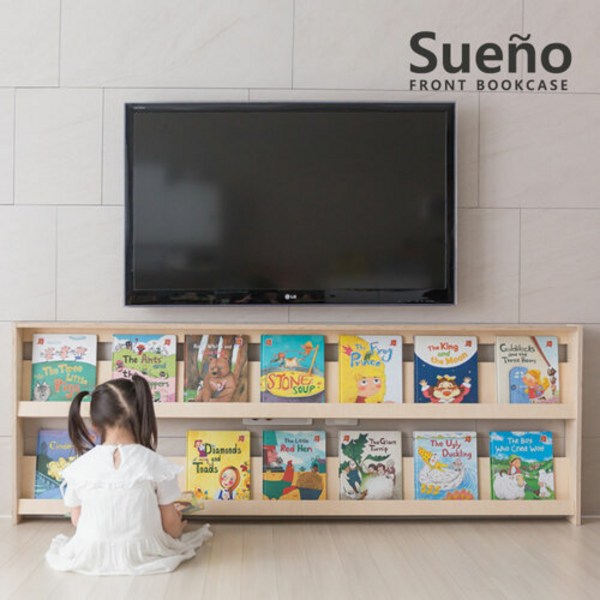  꼬메모이 [꼬메모이] 수에노 2단 전면책장 1900 / 유아 가구 놀이 자작나무, 수에노2단전면책장1900(내츄럴) 