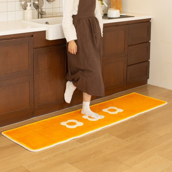 더스테이홈 포근한 스마일 발매트 특대 주방발매트 현관 매트, 에그 스마일