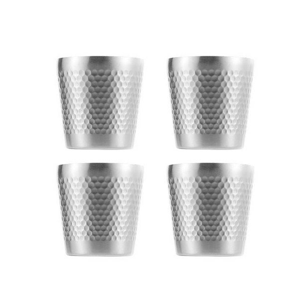 두저 보온보냉 304 이중 스텐컵 진공컵4P 175ml 300ml 450ml 550ml, 은색Y 4P