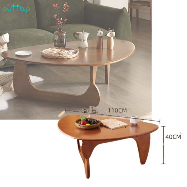  OuTTap 엔틱 원목 거실테이블 좌식 거실 탁자 테이블 커피 쇼파 서재 비정형 티테이블, 체리 중형 