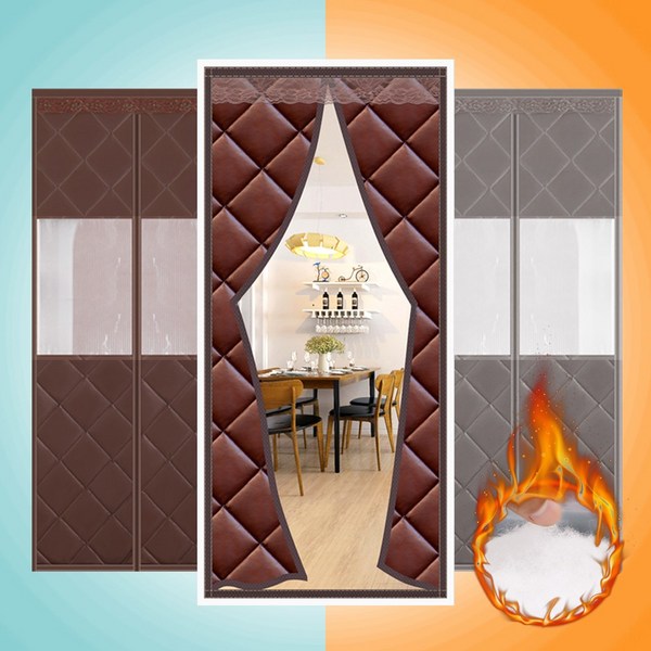  [아띠꼴로] 출입문 바람막이커튼 방풍 방한 우풍 외풍 차단커튼 문 양문형 방풍막, PU 브라운(대형), 1개 