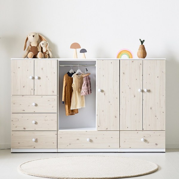 리츠데코 토미 베이비장 세트 A 도어형(일반) 옷장+수납장+3단서랍장 유아동수납장>>옷장, WASH