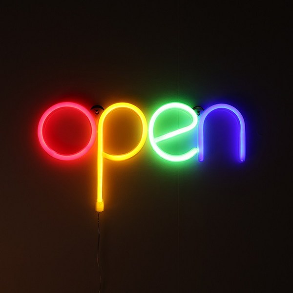 HK.sell 오픈 LED 슬림라인 네온사인 조명간판 (USB+건전지), 4컬러혼합