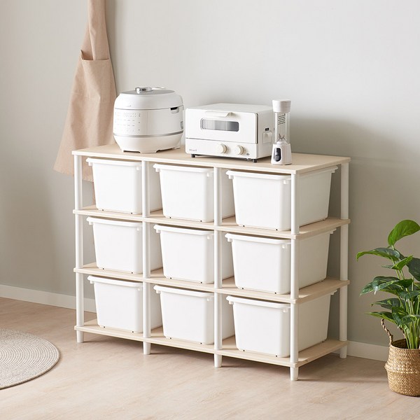 [국내생산] 큐브 1단2단3단 바구니수납장 다용도수납장 펜트리 거실장 아이방정리 옷수납 전자렌지수납장 애견용품수납 정리수납장 선반 틈새수납장 장난감정리 베란다정리, 메이플