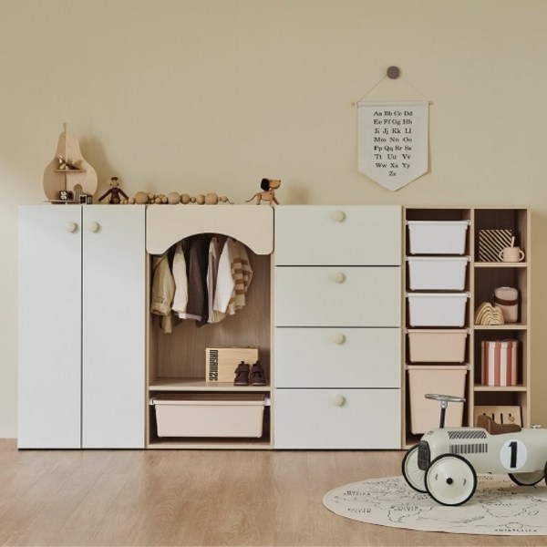 한샘 샘키즈 옷장 2400, A.(몸통)크림화이트(포인트)베이지(A)