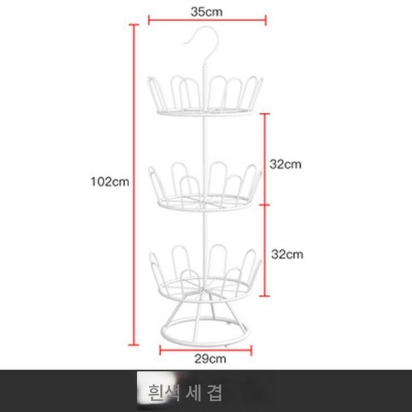  회전 신발장 건조대 실외 발코니 가정용 간이 슬리퍼 걸이 바닥식 신발 건조기 아이디어 철예 선탠드, 흰색, 이층 이중 