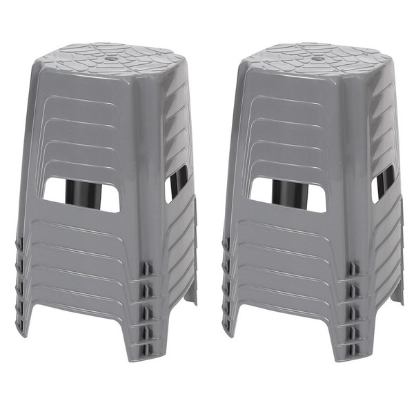 지오리빙 플라스틱 의자 10개 사각 간이 야외 포장마차 편의점, 사각의자(그레이) 10개