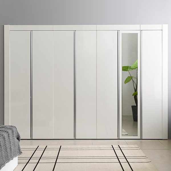  [삼익가구]그레이스 고광택 10자 장롱 옷장세트(전신거울형), 화이트 