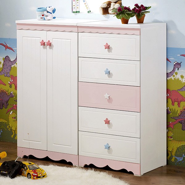  미자크 파스텔 수납장+5단서랍장세트 / 베이비옷장 아기옷장 키즈 출산준비 유아가구 1200 1600, 핑크화이트, 파스텔 수납장+5단(600) 