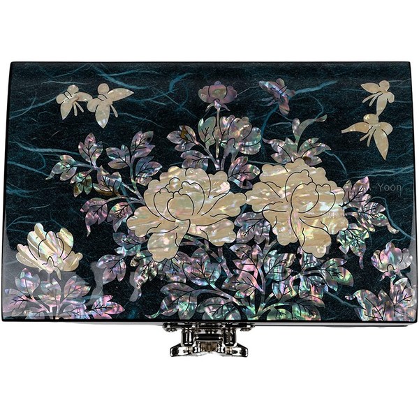 스튜디오아윤 목단 자개 보석함, 블루, 1개