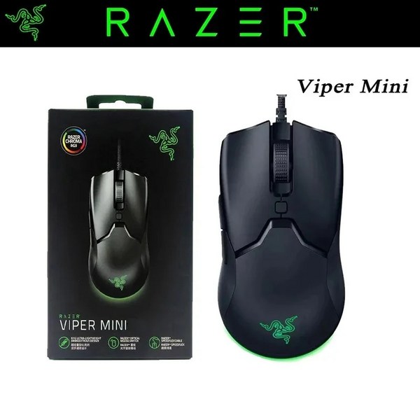 Razer Viper 미니 유선 게이밍 마우스 스페셜 에디션 8500DPI 광학 센서 게이머용 경량 케이블 컴퓨터 주변기기, 1)Black