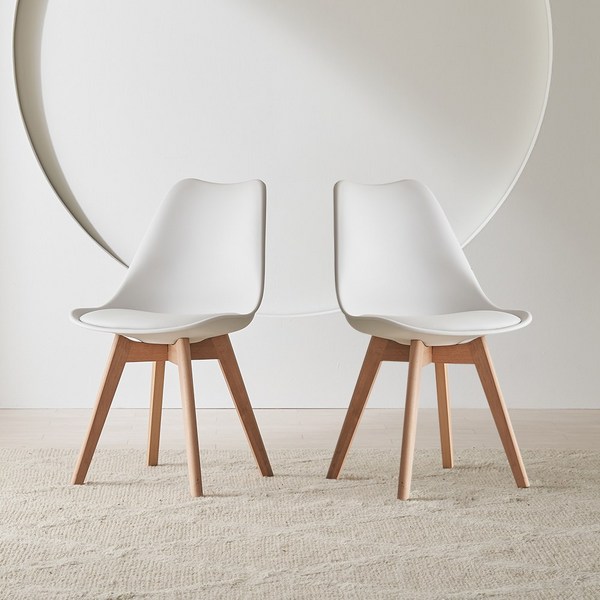  파로마 이프 카라 컬러 체어 원목 식탁 의자 1+1, 화이트 FJL1108 