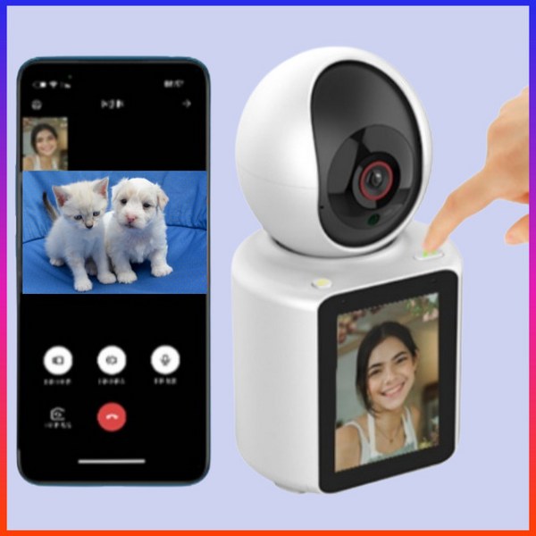 플러스킬 양방향 영상통화 홈캠 스마트폰 가정용 CCTV 강아지 아기 홈카메라, 화이트