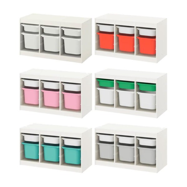  [이케아] TROFAST 트로파스트 수납장+바구니6개/프레임 화이트/장난감수납장/수납함/장, 색상:화이트+화이트+그레이_193.287.95 