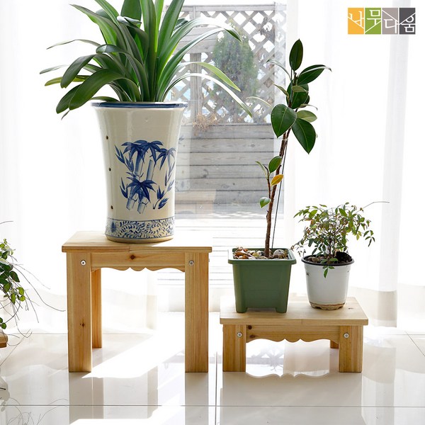  나무다움 DIY 프리미엄 원목 화분받침대 길이 400mm 화분정리 화분선반, 내추럴 