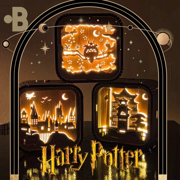 본디자인랩 해리포터 우드 오르골 무드등 지브리 센과치히로 토토로 굿즈, 우드미니사각오르골 - A. 해리포터