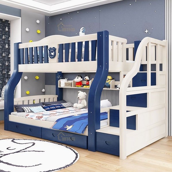 원목 분리형 이층침대, A02/사다리장 캐비닛 침대 + 책장 + 서랍 + 매트, 상층 폭은160 하층 폭은180