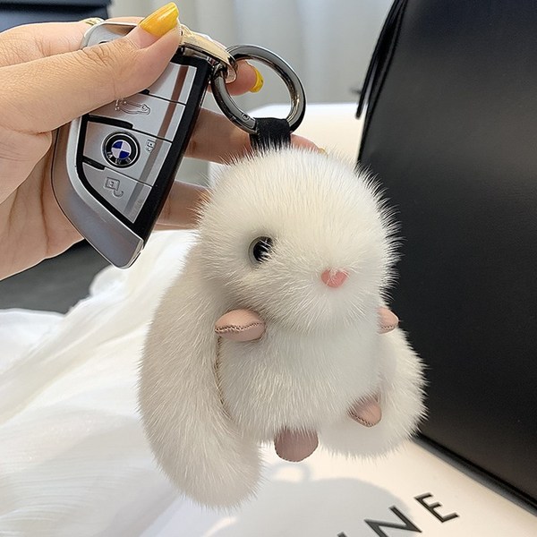 올마이웨이 부드러운 토끼인형 열쇠키링, 1개, 화이트