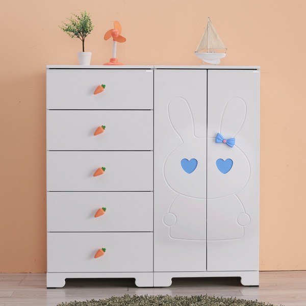 라샘 토끼 베이비장 2P세트 옷장+서랍장 IH0945, 토끼 옷장 + 5단서랍장세트 S5858-블루
