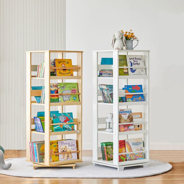 맘스보드 피노 4단 회전책장 (DIY) / 수납 원목 책장, 화이트 (DIY)