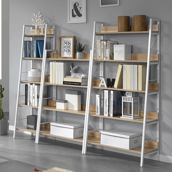 힐링가구 포스 조립식 인테리어 사다리형 선반 철재 책장, 화이트3단700