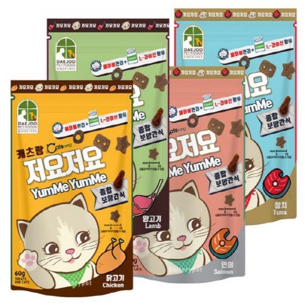  캐츠랑 저요저요 고양이 보양간식 4종세트 참치+연어+닭고기+양고기, 3개 