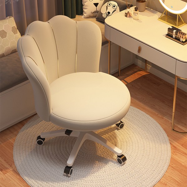  BOSUN 예쁜 북유럽 화장대 책상 회전 등받이 바퀴 인테리어 의자, 화이트, 1개 