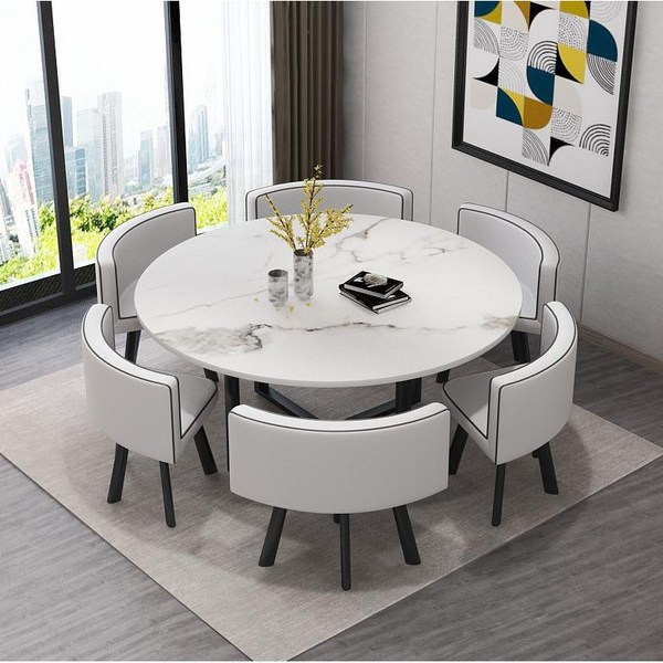 6인용 원형 식탁 세트 6인 테이블 타원형 벤치형, C. 베이지 화이트 스트라이프+화이트 스킨