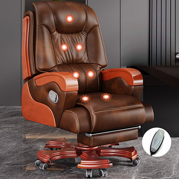 (등마사지+발받침대)더편안한 하이엔드 노블 안마 중역의자 고급가죽 사무용 마사지 리클라이너 임원 사장님 의자, 3.최고급소가죽, D.카멜