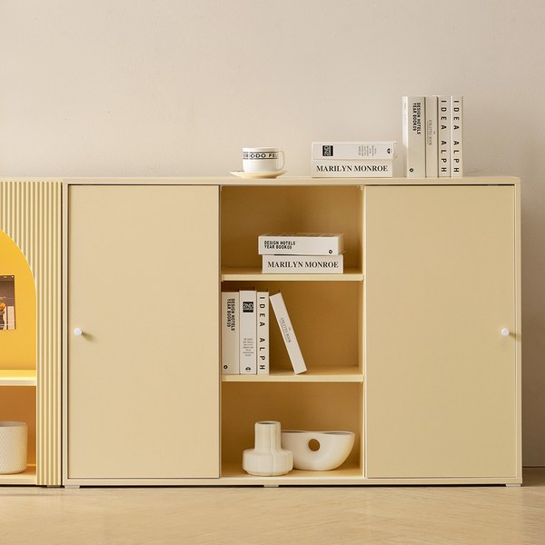  룸앤디 스르륵 1200오픈 E0등급 3단 슬라이딩 미닫이 슬림 수납장, 스르륵 1200오픈_버터 