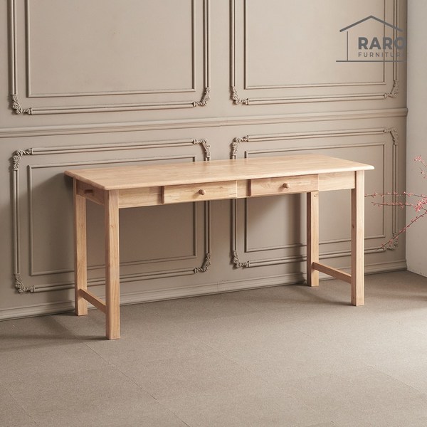  라로퍼니처 몬타 고무나무 원목 컴퓨터 책상 1200 1500 1800 2인 3인 학생 서재 데스크, 내추럴 