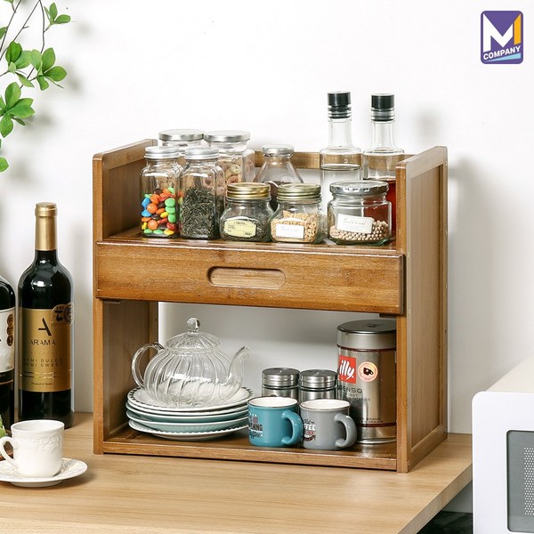MCOMPANY 원목 주방 선반 용품 가구 정리함 수납장 정리대 받침대 트레이 서랍장 틈새 식탁 미니 수납 전자 레인지 부엌 다용도 싱크대 오븐 접시 밥솥 양념통 다이 [노먼], 노먼 주방선반