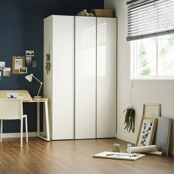  한샘 샘베딩 클로즈 옷장세트 120cm(높이216cm) 행거형 6종, A형 : 화이트하이글로시도어+화이트몸통(A) 