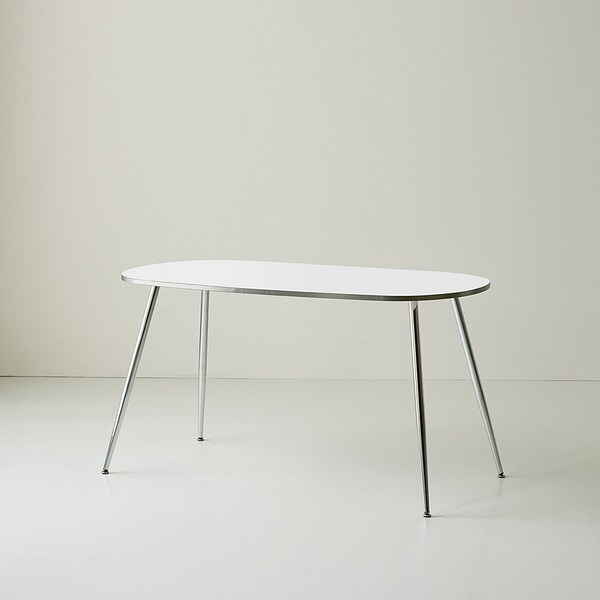 스칸디무드 클레르 미드센츄리 4인 타원형 식탁 테이블 1400, 크롬화이트