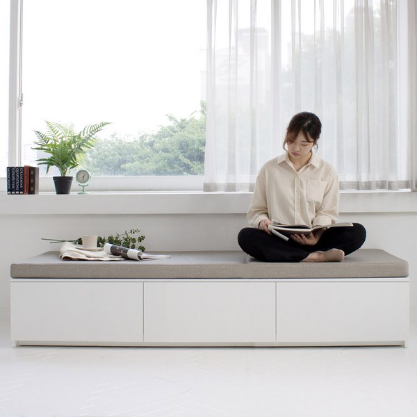 필웰 테미스 속깊은 와이드3칸 서랍장 벤치소파 DVX SF9685 수납소파, 화이트