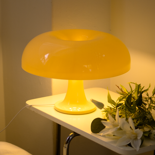  LED 머쉬룸 미드센추리 인테리어 모던 아크릴 단스탠드 선물 조명 무드등, 크림 