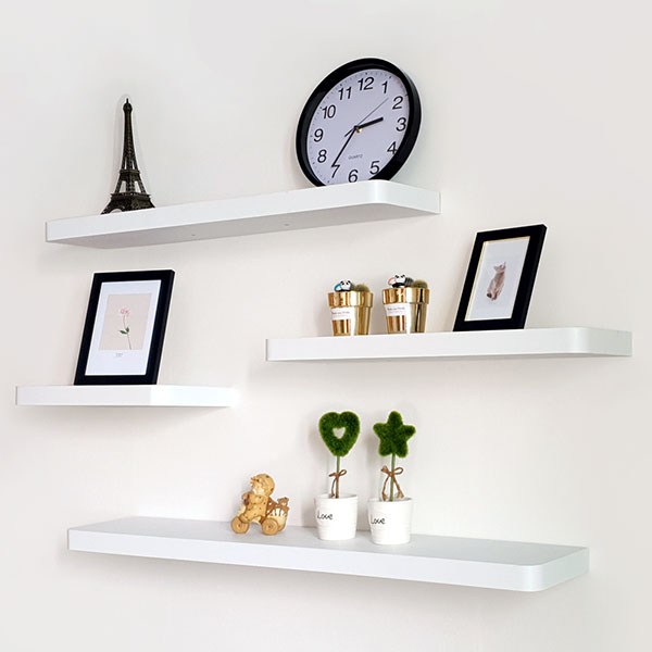 무지주 라운드 38T 벽선반 벽걸이 우드선반 인테리어선반, 화이트