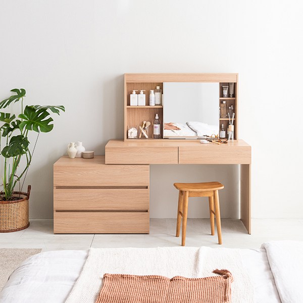 리바트 리타 슬라이딩 거울장 화장대, 웜화이트