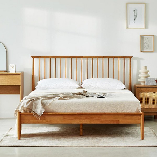 모던하우스분당점 오트밀 네추럴 원목 침대 Q