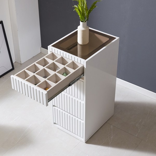  가구에 반하다 벨라 400 아일랜드서랍장(A030) 광폭깊이 500mm 고급 템바보드 디자인 디바이더 강화유리 색상7종 수납장, 화이트, 벨라 400  아일랜드서랍장 