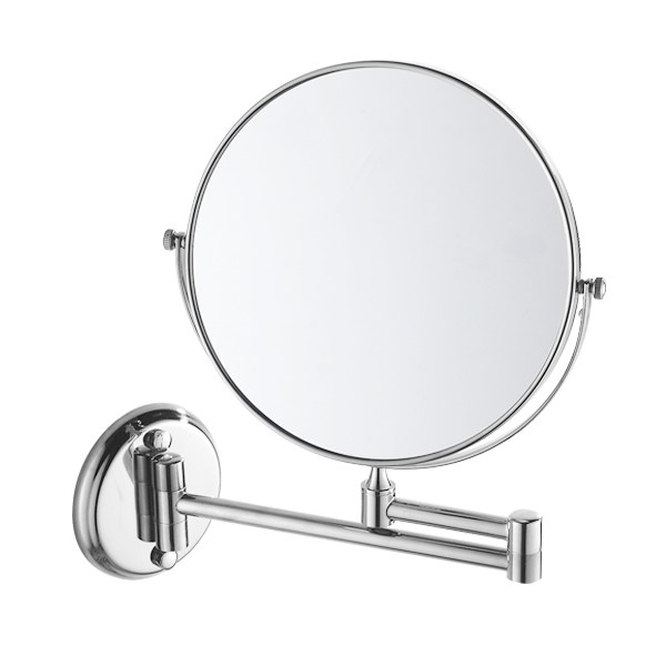  면도경 욕실거울 200mm / 화장거울 면도거울 화장실거울 원형거울 욕실용품 욕실악세사리 각도조절 양면 확대경, 실버 