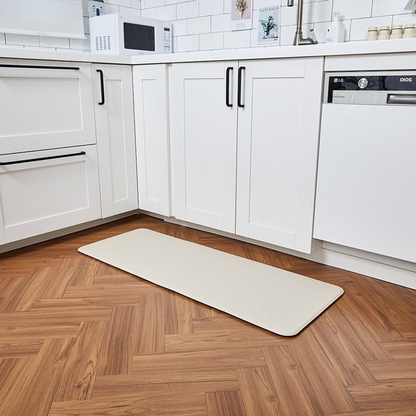 모던하우스 솔리드양면 PVC 주방매트M 120*44*1.4_BEIGE BG2122002, 베이지+그레이