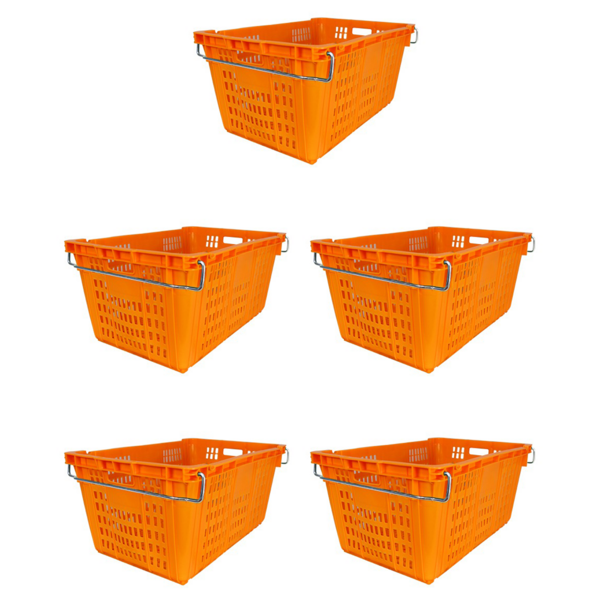 세화파렛텍 플라스틱 운반 상자 특대 사각 과일 농산물 바구니 박스, 운반상자 1호 (특대), 5개, 노랑색